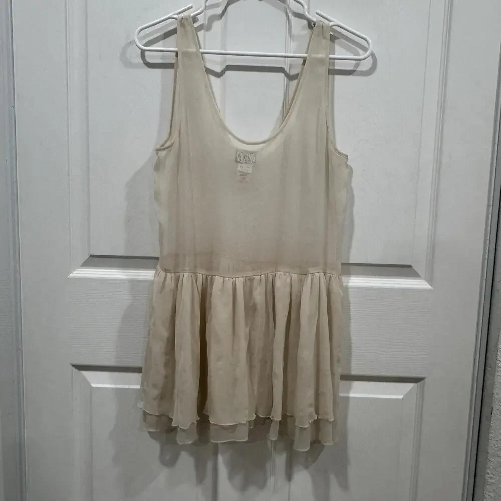 Women’s Free People Intimately Beige‎ Tank Blouse Top Sheer Layered Size Xsmall